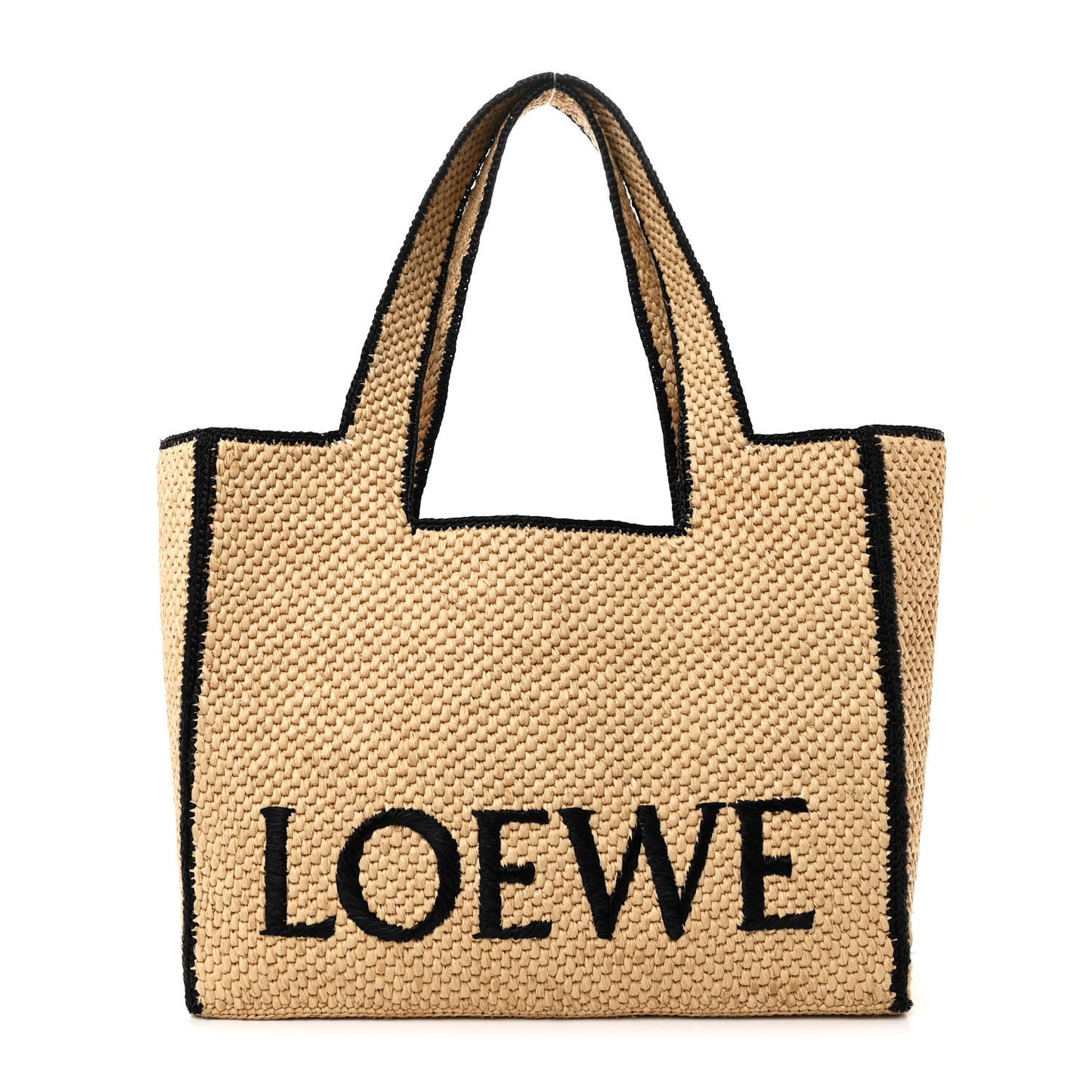 Raffia Large Paula's Ibiza Logo Tote Natural Tan