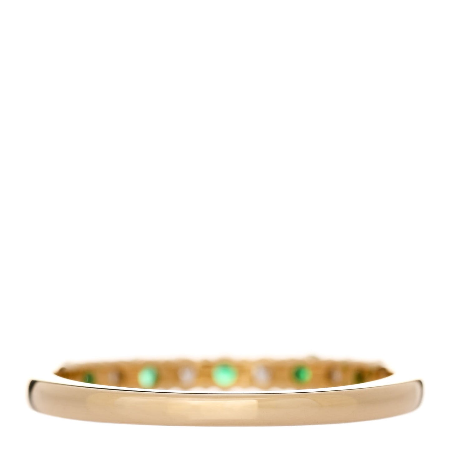18K Yellow Gold Diamond Emerald Band Ring 52 6