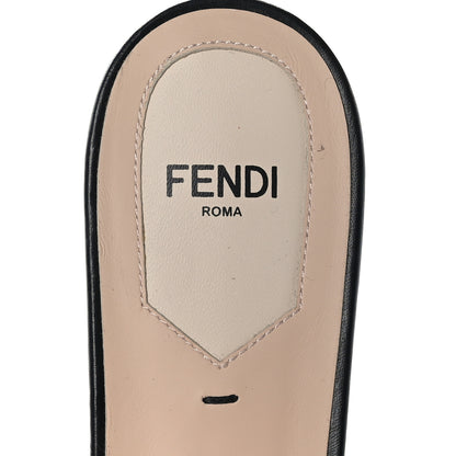 Fendi Calfskin Mink Fur FF Flat Mules 38 Black 6 of 7