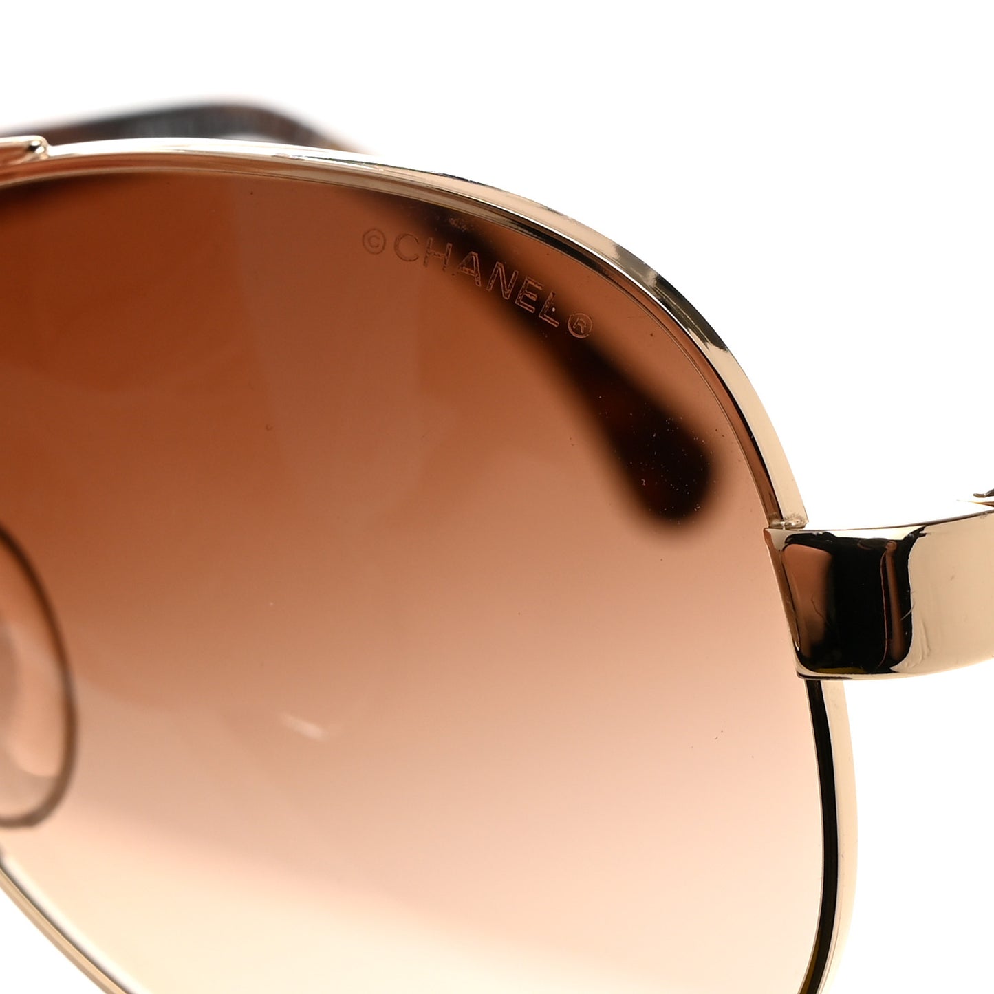 Lambskin Quilted CC Aviator Sunglasses 4195-Q Brown Gold