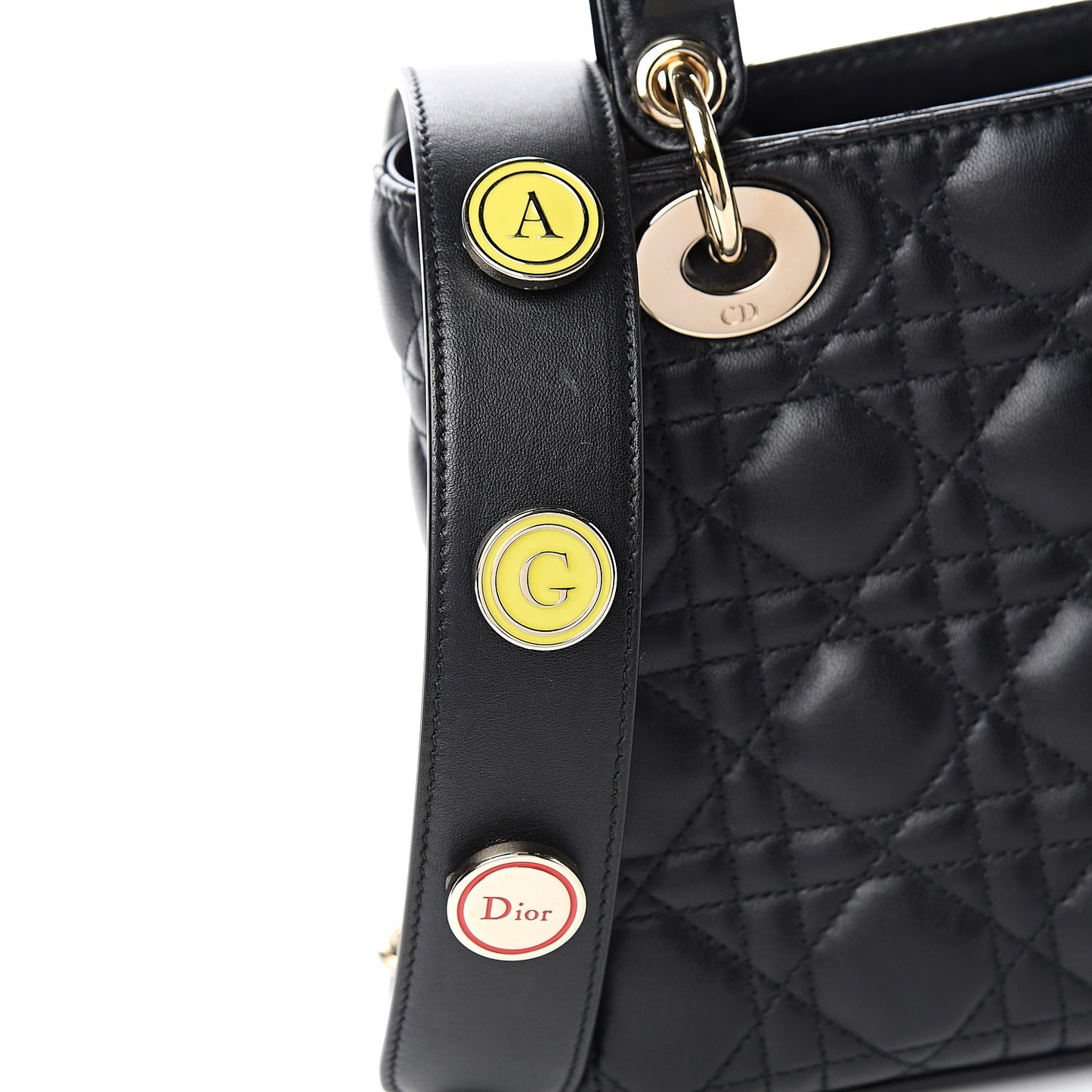 Lambskin Cannage Small Lucky Badges My Lady Dior Black