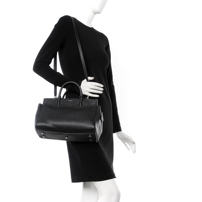 Saint Laurent Grained Calfskin Small Cabas Rive Gauche Black 3 of 8