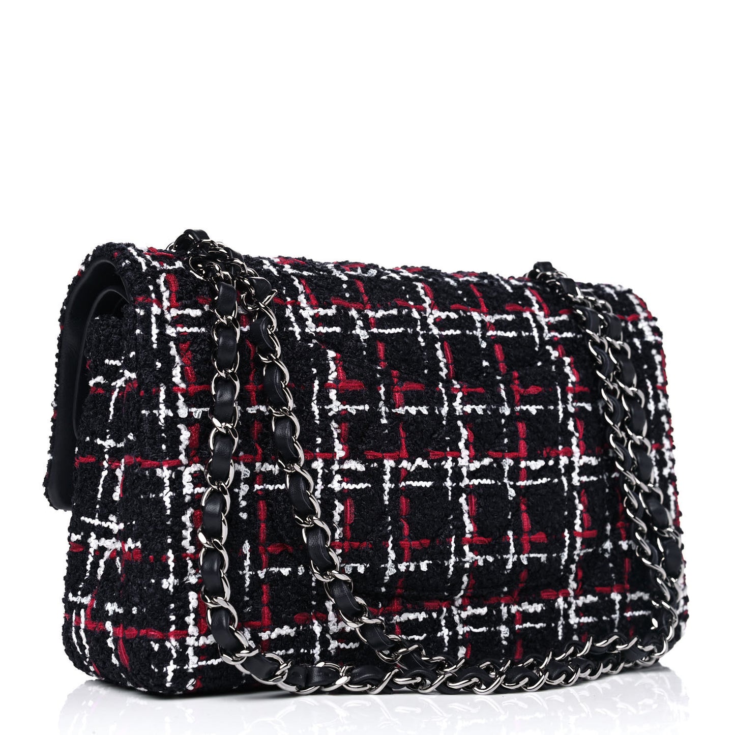 Tweed Quilted Medium Double Flap Navy White Red