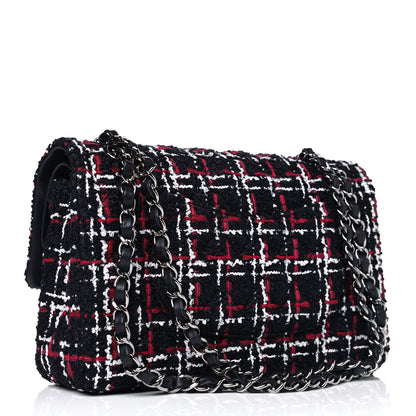 Chanel Tweed Quilted Medium Double Flap Navy White Red 2 of 5