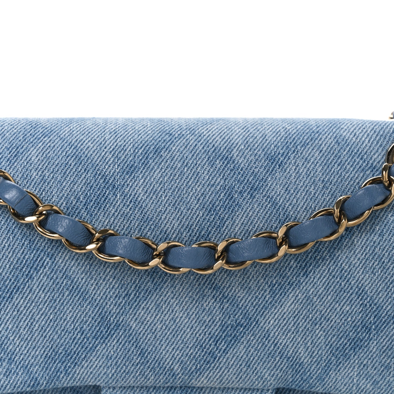 Chanel Printed Denim Quilted Small Double Flap Light Blue 7 of 9