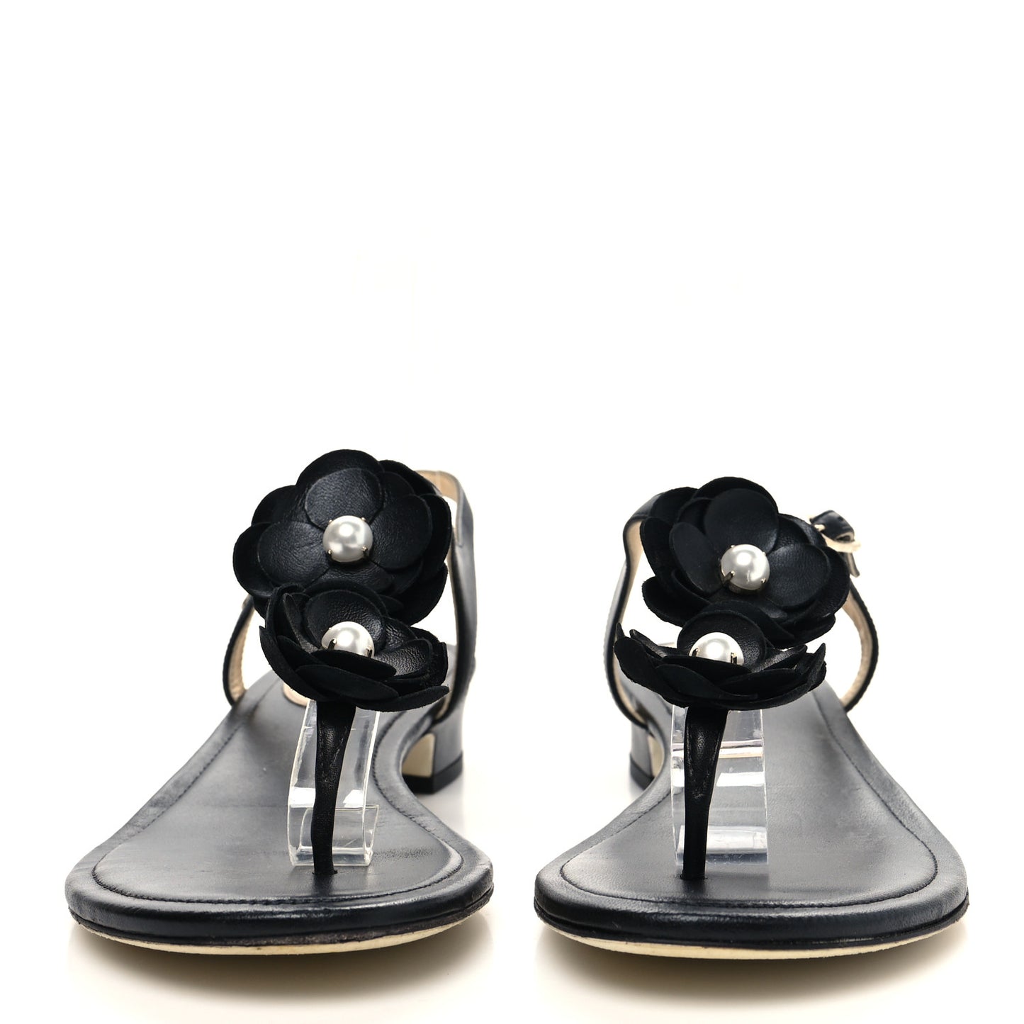 Pearl Camellia Sandals 38.5 Black