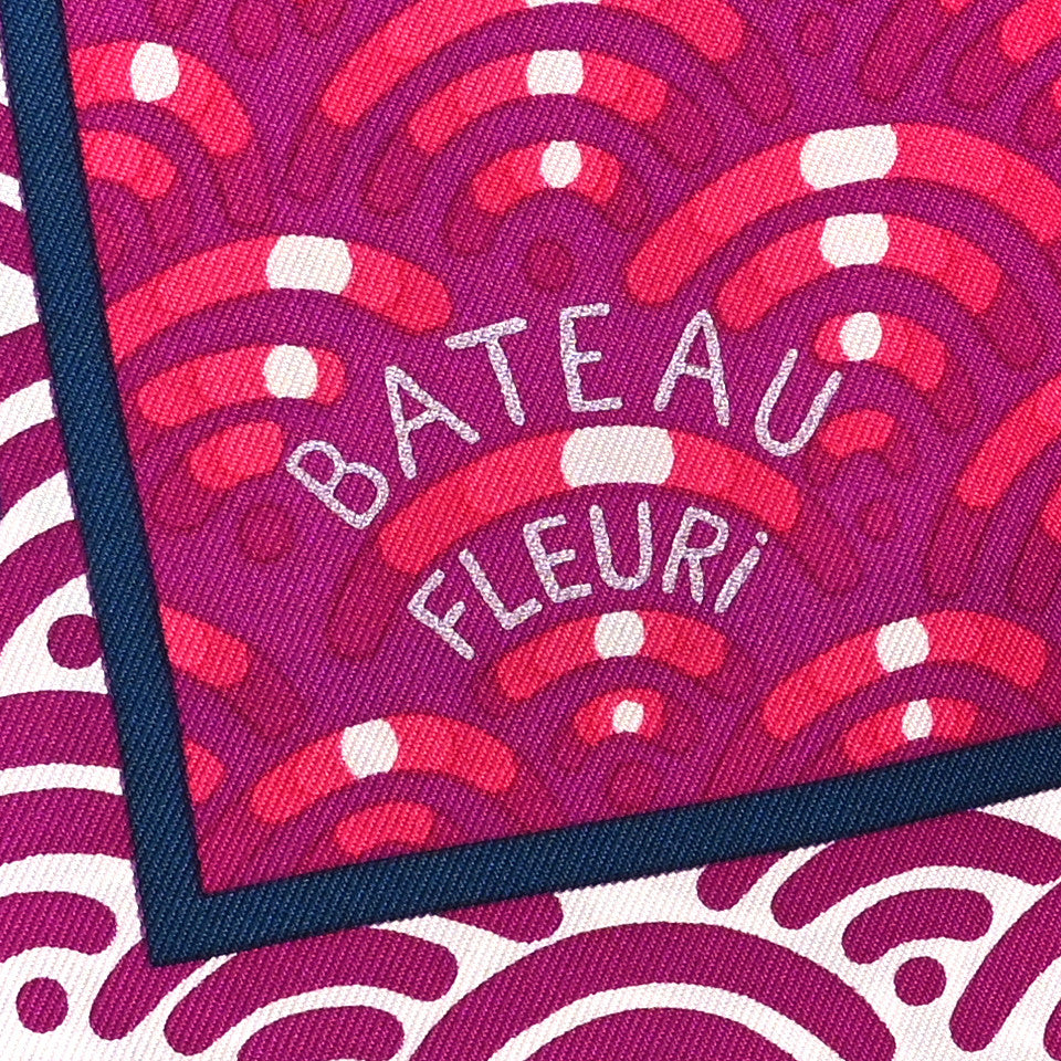 Hermes Silk Bateau Fleuri Scarf 90 Violet Fuchsia Turquoise 5 of 5