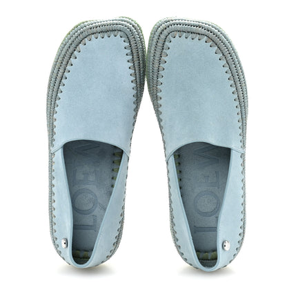 Loewe Suede Raffia Rio Slippers 37 Light Blue 2 of 11