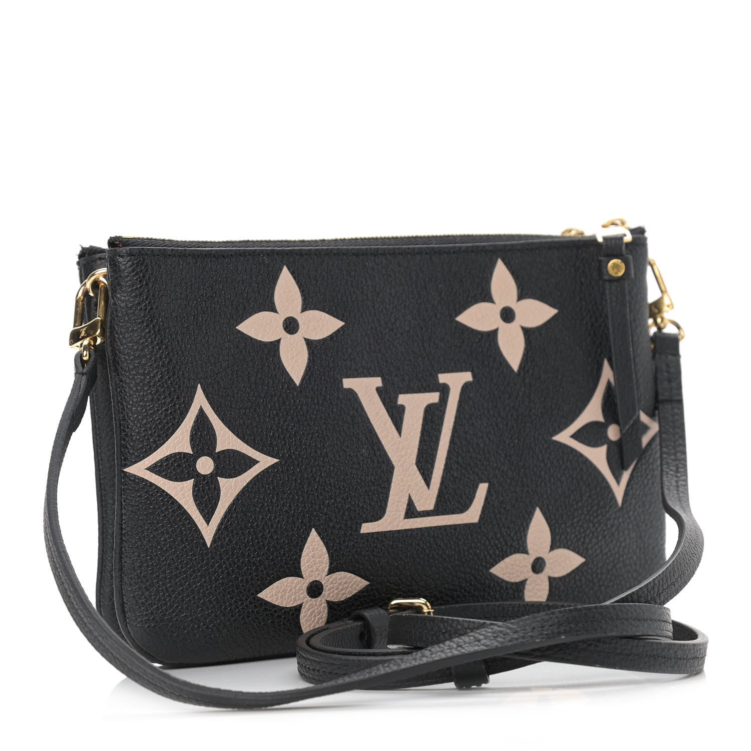 Louis Vuitton Empreinte Monogram Giant Double Zip Pochette Black Cream 3 of 13