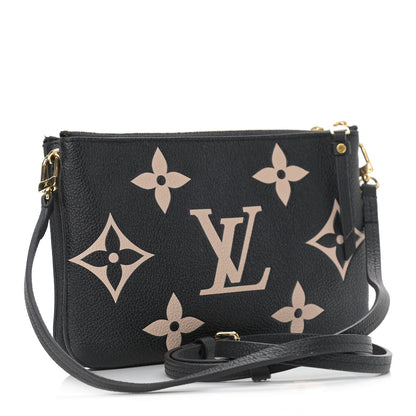 Louis Vuitton Empreinte Monogram Giant Double Zip Pochette Black Cream 3 of 13