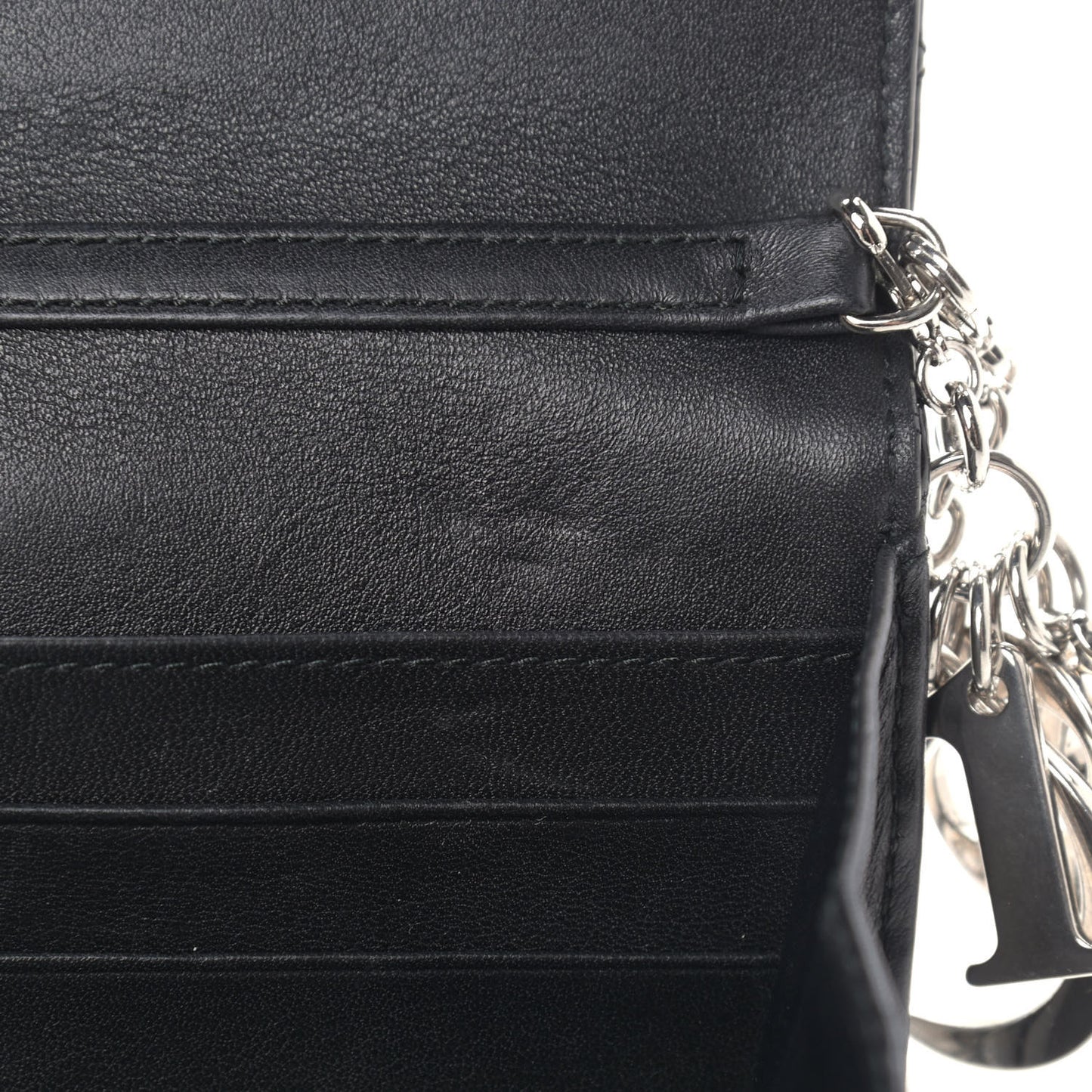 Patent Cannage Lady Dior Rendezvous Wallet On Chain Black