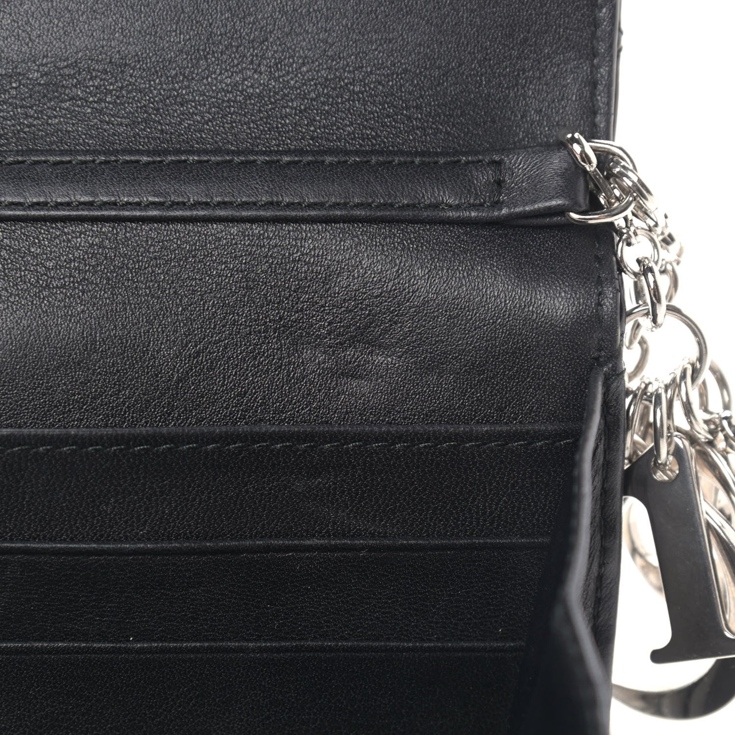 Christian Dior Patent Cannage Lady Dior Rendezvous Wallet On Chain Black 10 of 13