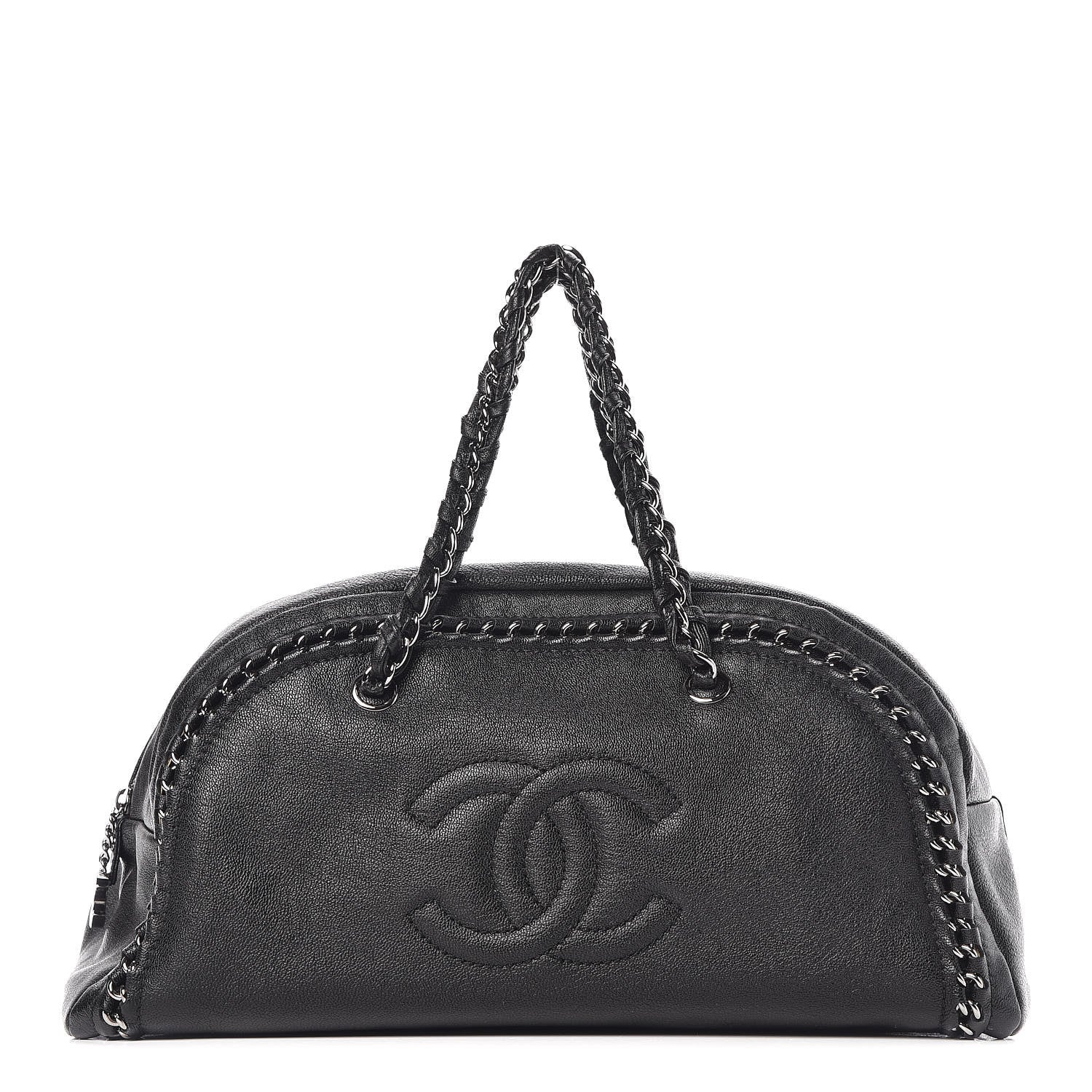 Chanel Metallic Goatskin Large Luxe Ligne Bowler Black 1 of 10