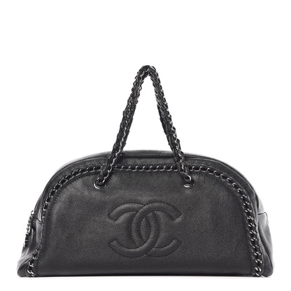 Chanel Metallic Goatskin Large Luxe Ligne Bowler Black 1 of 10