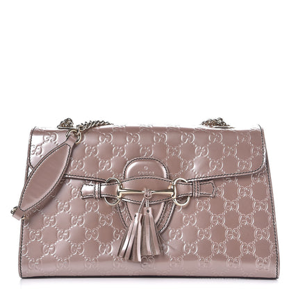 Gucci Shine Guccissima Medium Emily Chain Shoulder Bag Dark Cipria 1 of 10