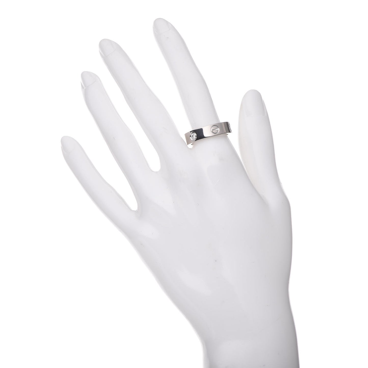 18K White Gold 3 Diamond 5.5mm LOVE Ring 57 8