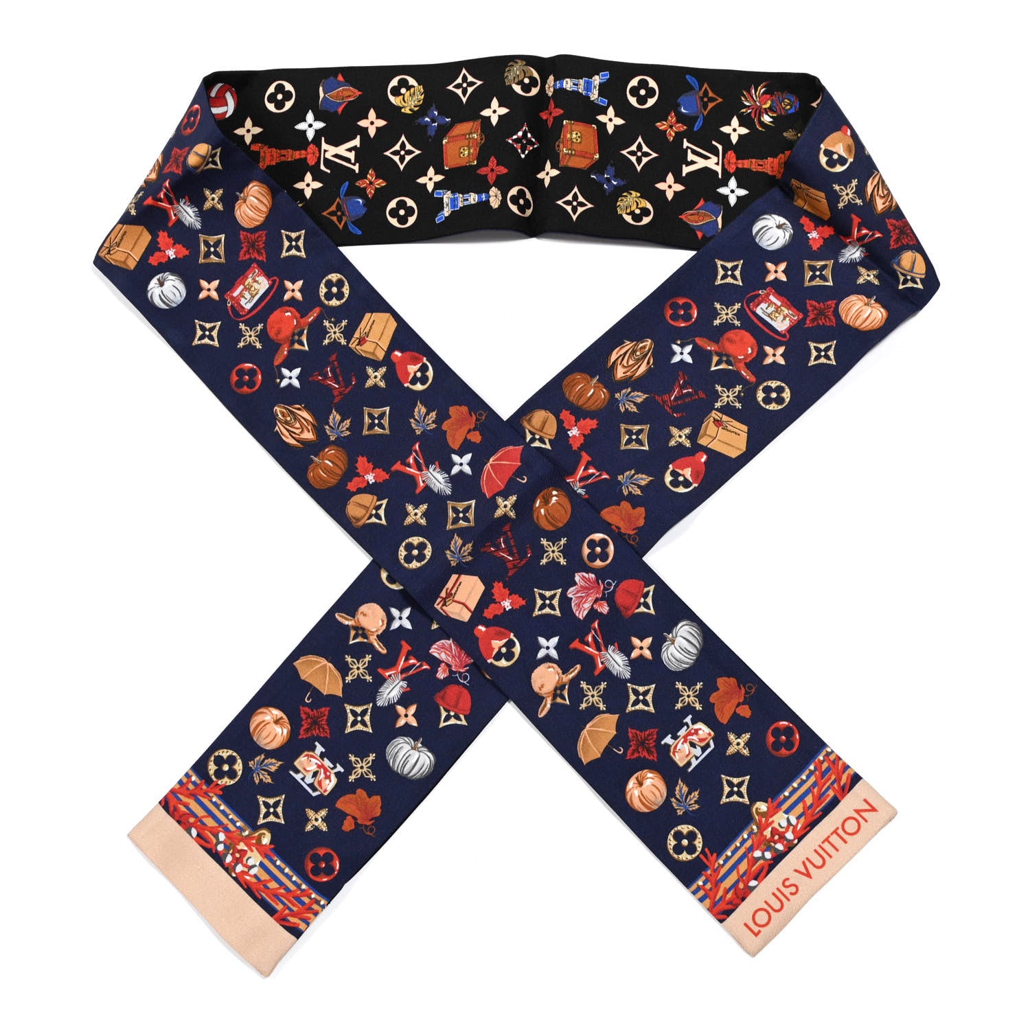 Louis Vuitton Silk Summer Winter Bandeau Navy 1 of 3