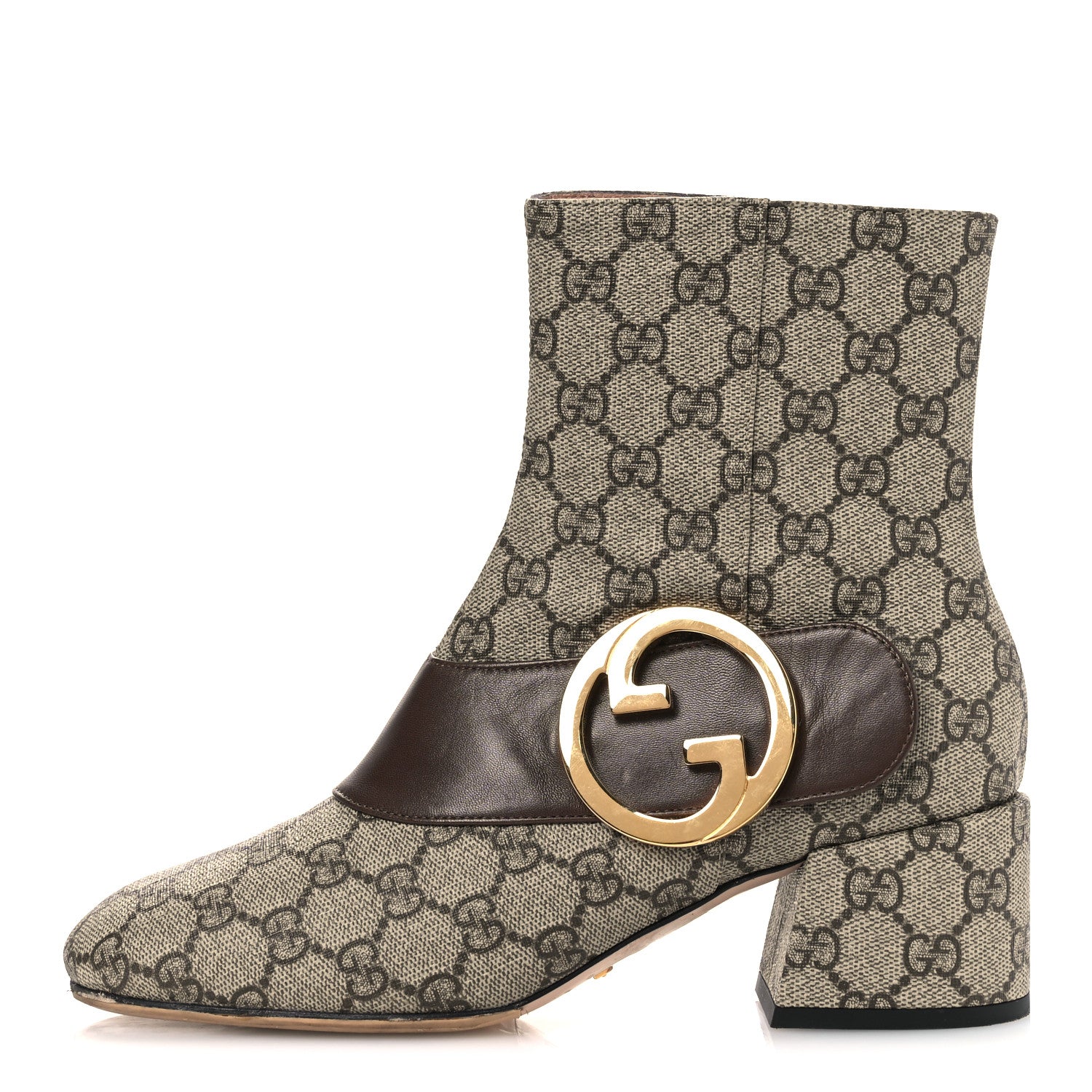 Gucci GG Supreme Monogram Malaga Kid Blondie 55mm Ankle Boots 38 Beige Ebony New Acero 1 of 14