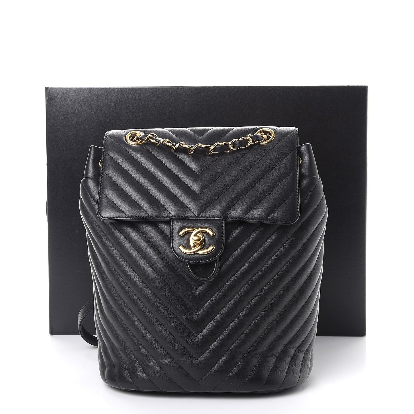 Calfskin Chevron Quilted Small Urban Spirit Backpack Black