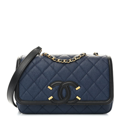 Chanel Caviar Quilted Small CC Filigree Flap Navy Black 1 of 10
