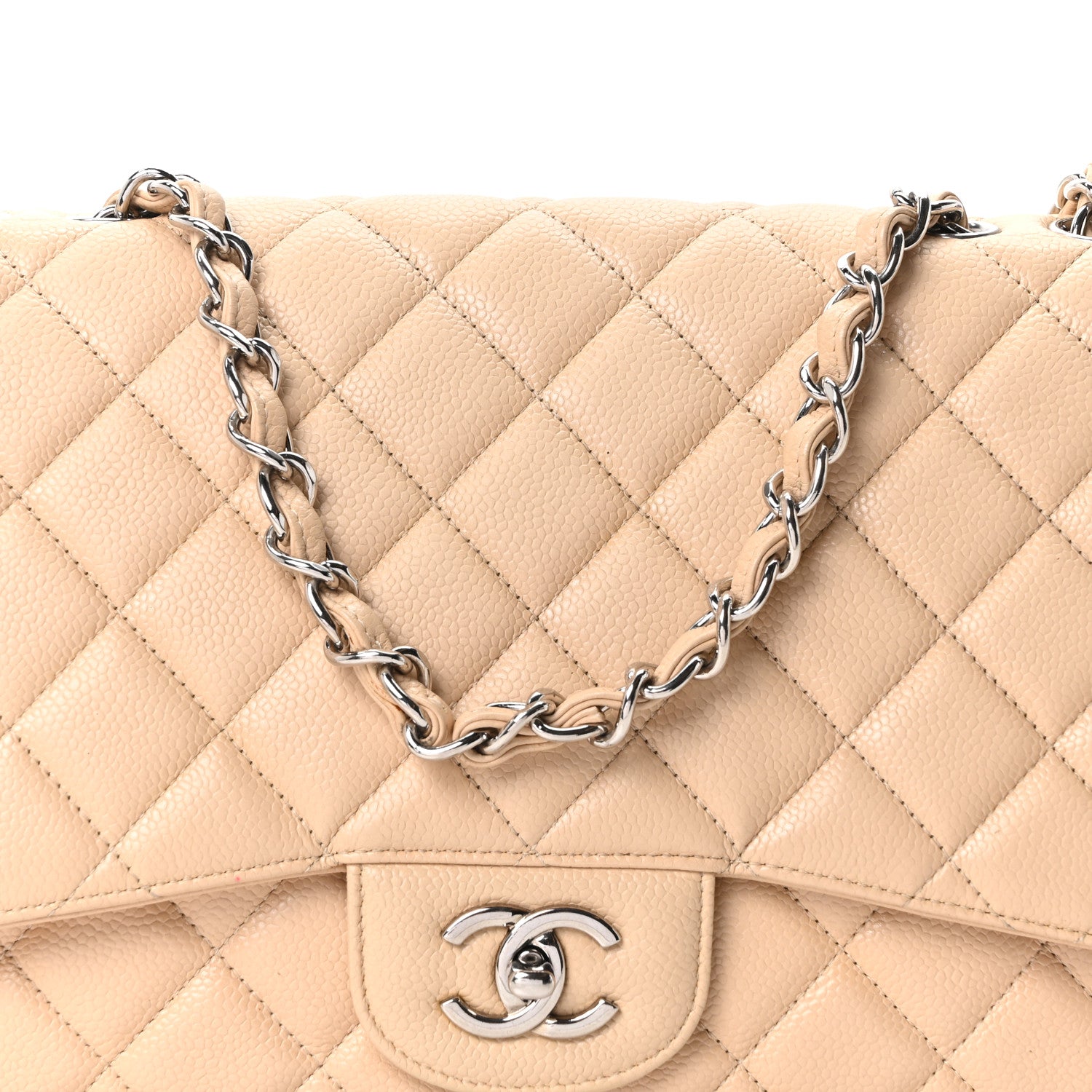 Chanel Caviar Quilted Jumbo Single Flap Beige Clair 8 of 10