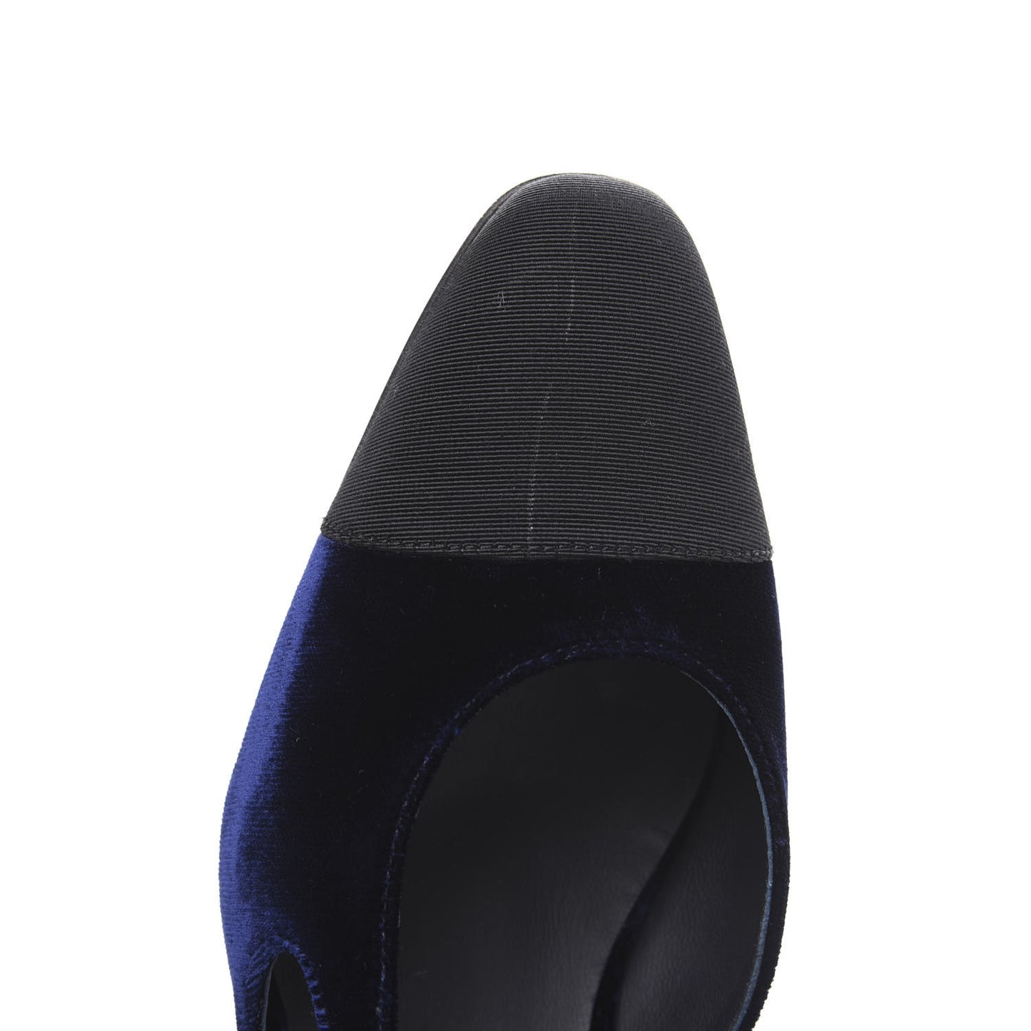 Velvet Grosgrain Cap Toe CC Slingback Pumps 35.5 Blue Black