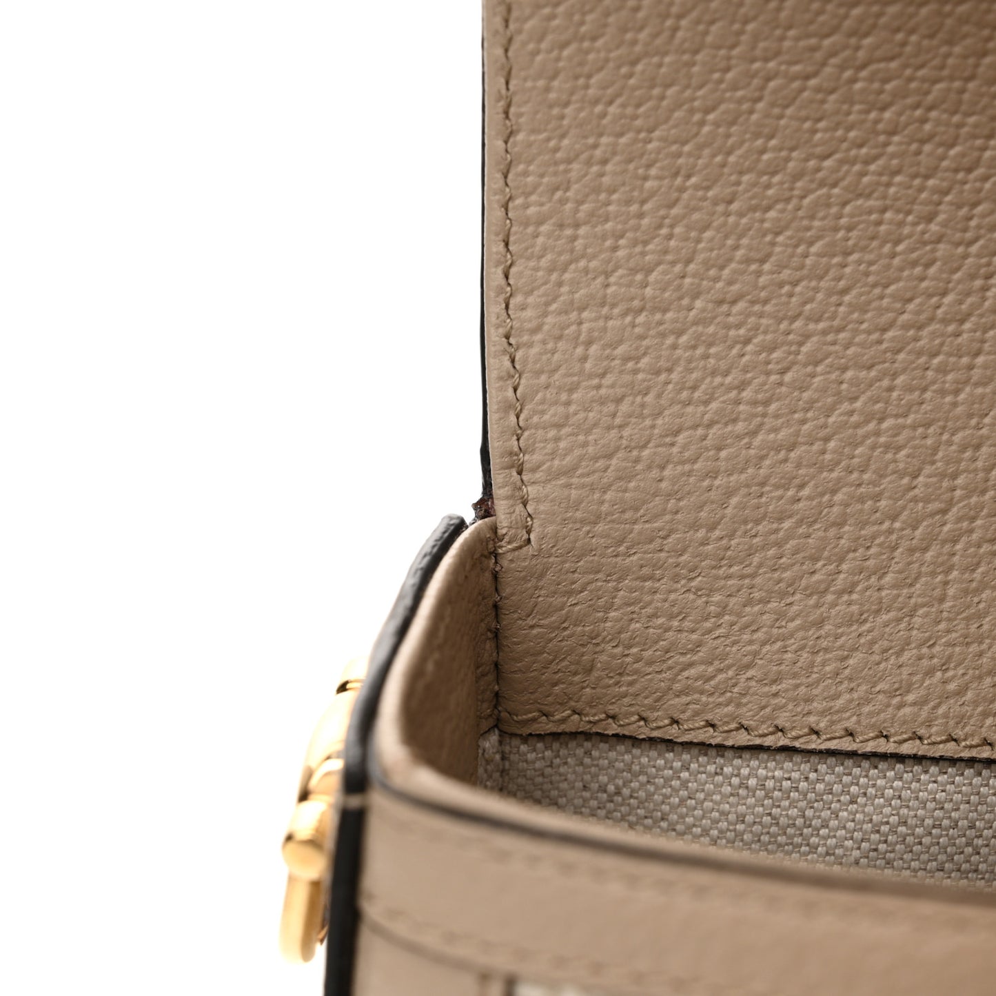 GG Supreme Monogram Textured Dollar Calfskin Web Mini Horsebit 1955 Shoulder Bag Beige Mystic White Oatmeal