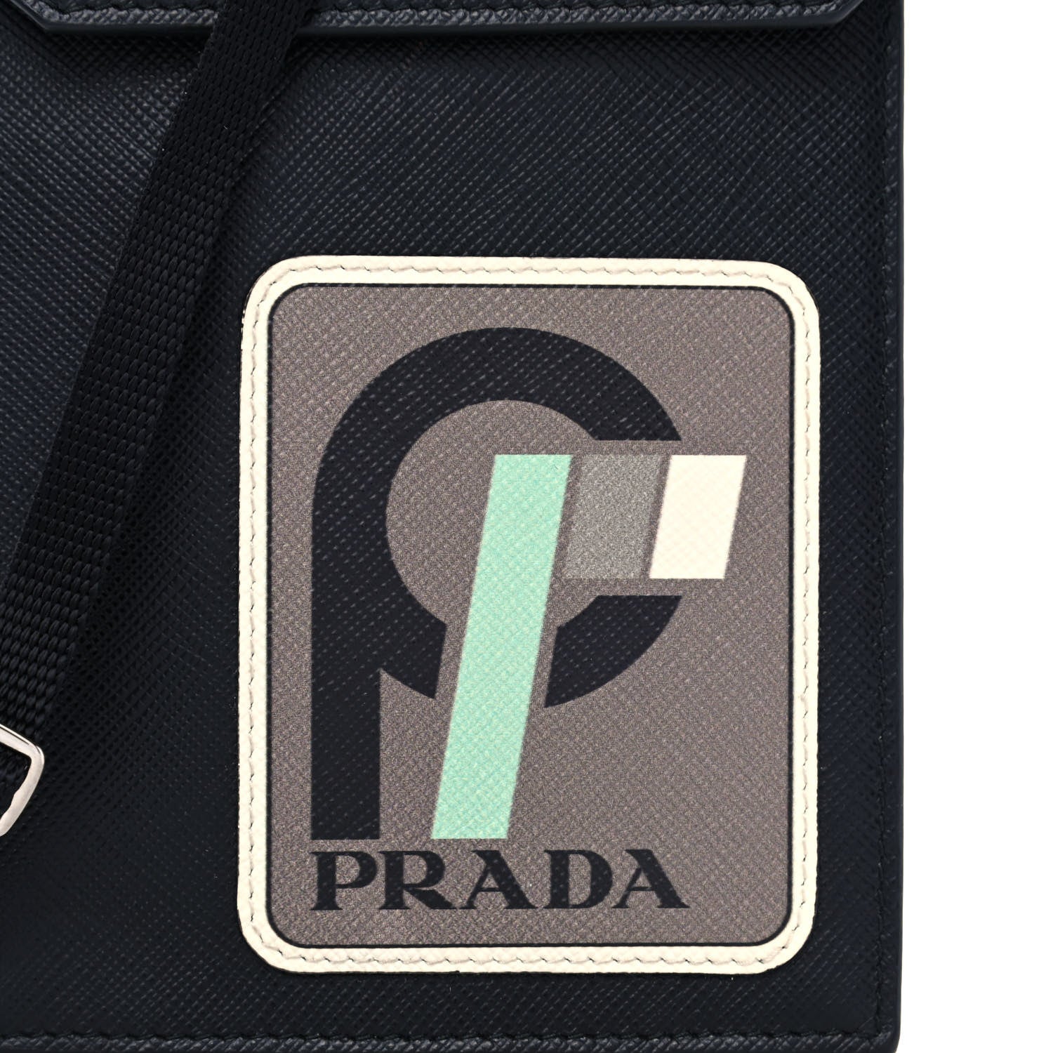 Prada Saffiano Racing Logo Patch Mini Bag Black 6 of 13