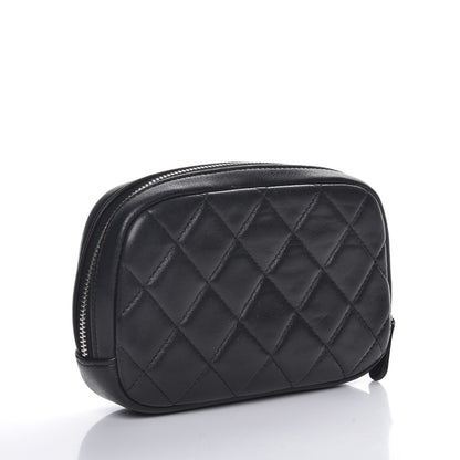 Chanel Lambskin Quilted Small Curvy Pouch Cosmetic Case Black 3 of 8