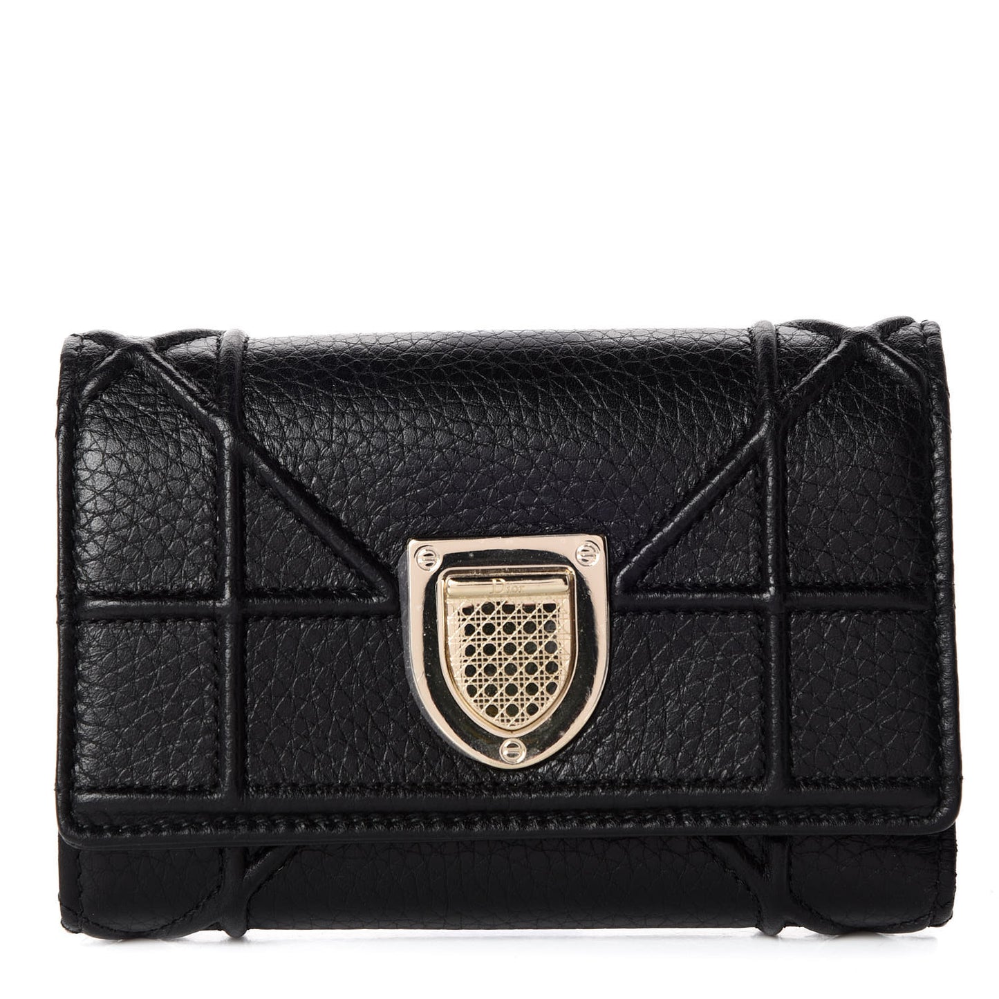 Grained Calfskin Cannage Diorama Elancee Wallet Black