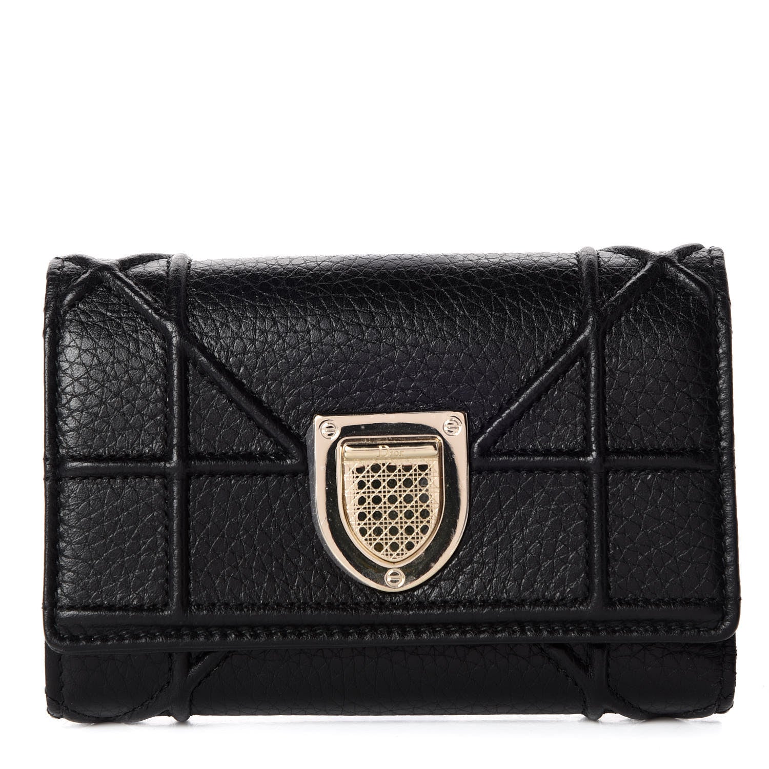 Christian Dior Grained Calfskin Cannage Diorama Elancee Wallet Black 1 of 7