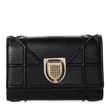Christian Dior Grained Calfskin Cannage Diorama Elancee Wallet Black 1 of 7