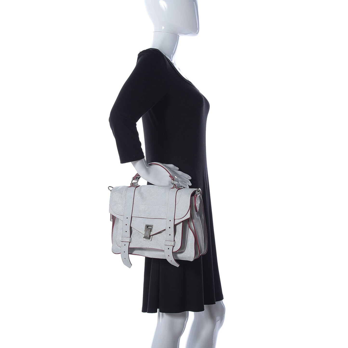 Crackle Calfskin PS1 Medium Satchel White