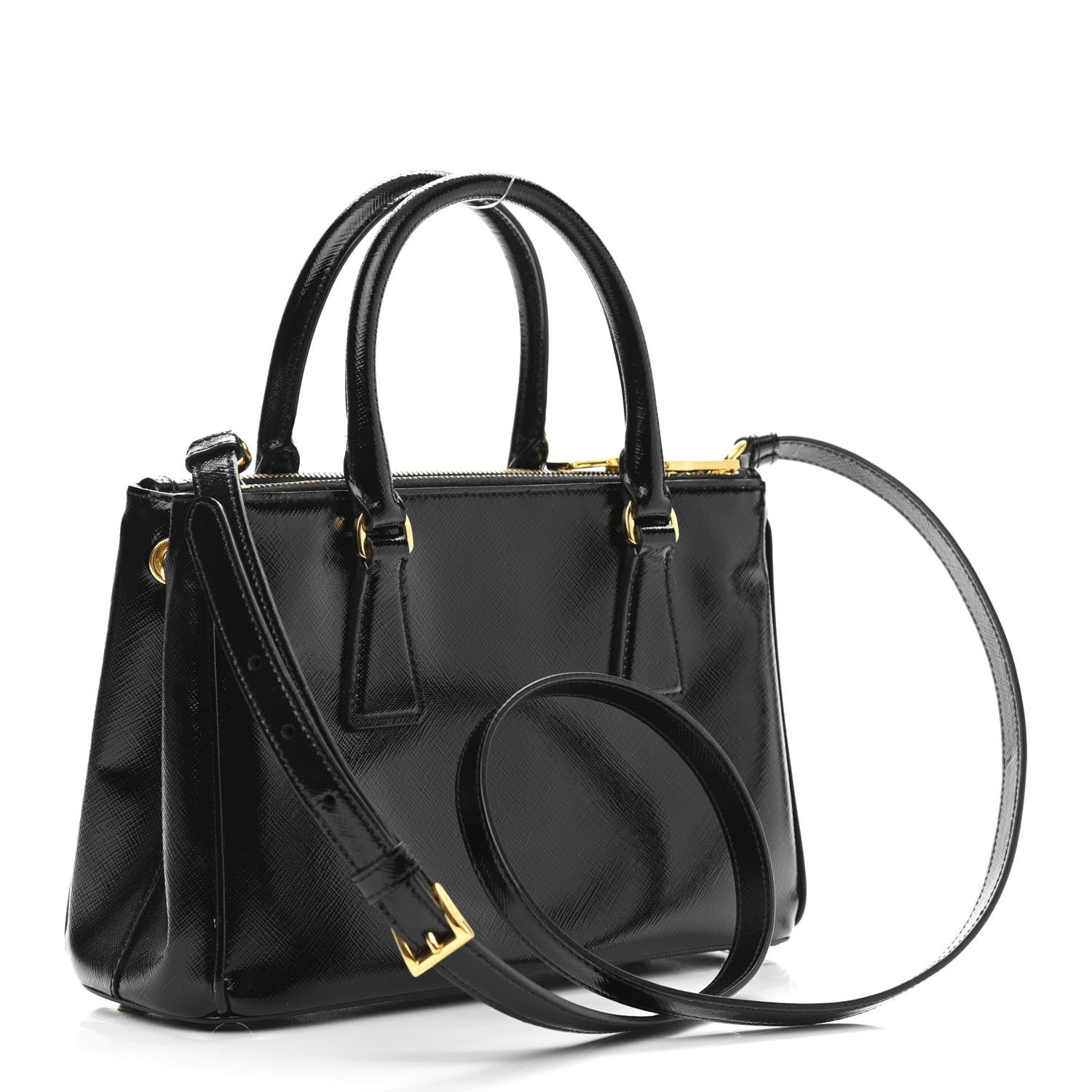Prada Saffiano Vernice Mini Galleria Double Zip Tote Black 3 of 11