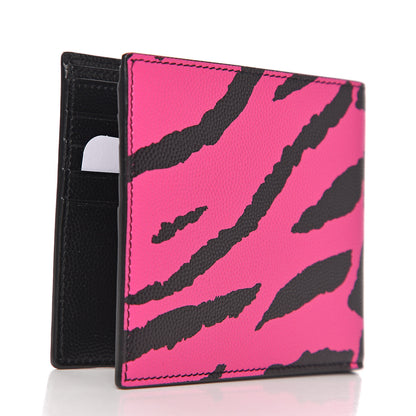 Saint Laurent Grain De Poudre Zebra Print East West Wallet Pink 2 of 6