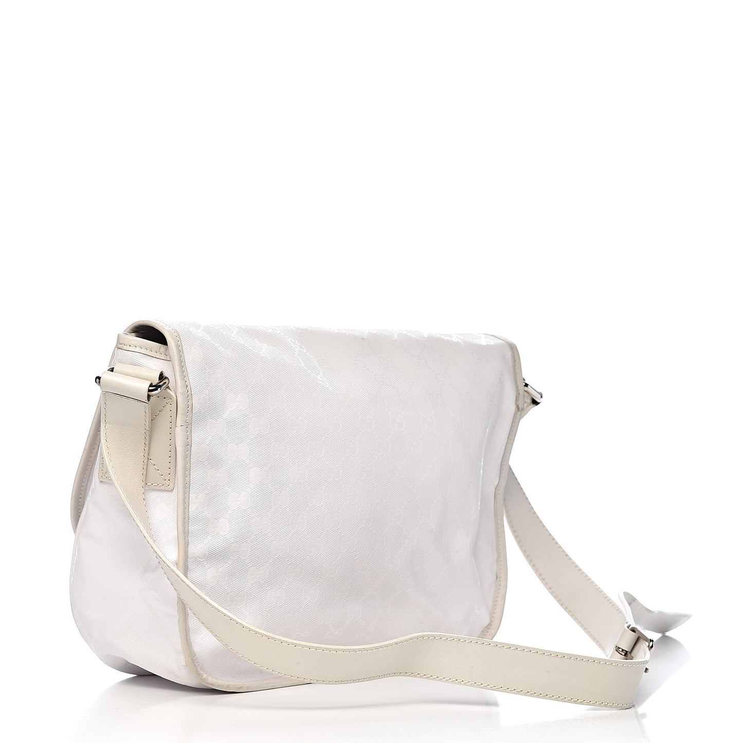 Imprime Monogram Medium Double Buckle Flap Messenger Bag White