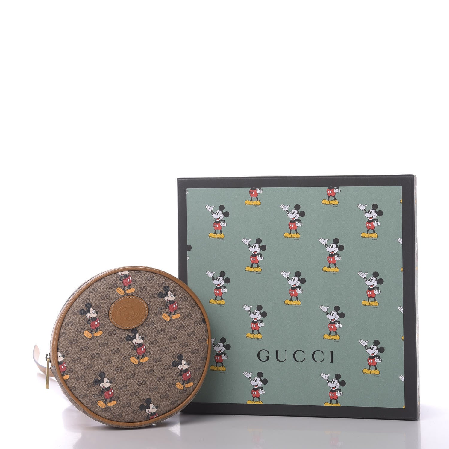 Gucci X DISNEY Mini Vintage GG Supreme Monogram Mickey Mouse Round Backpack Beige Vintage Sun Oil 10 of 10