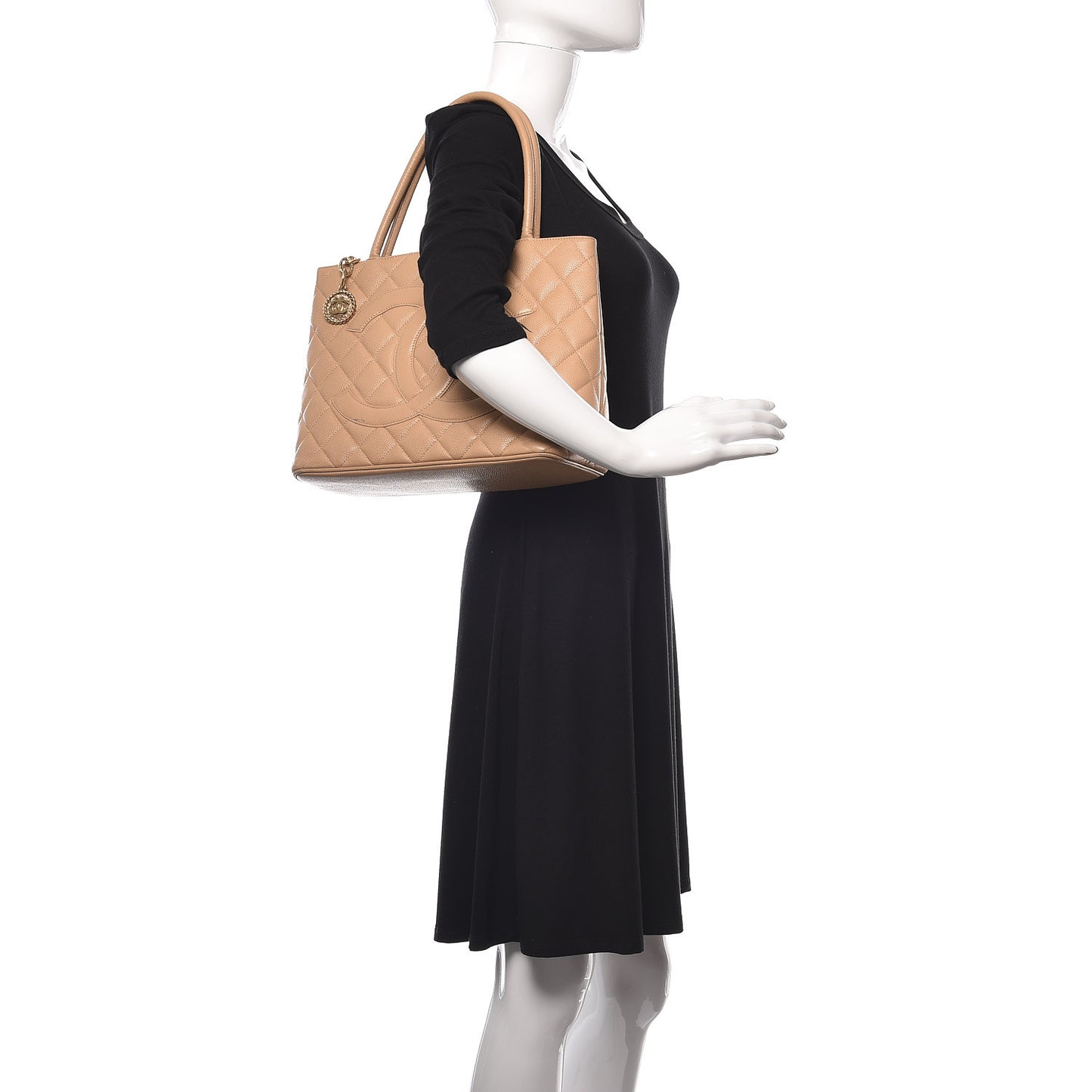 Caviar Quilted Medallion Tote Beige