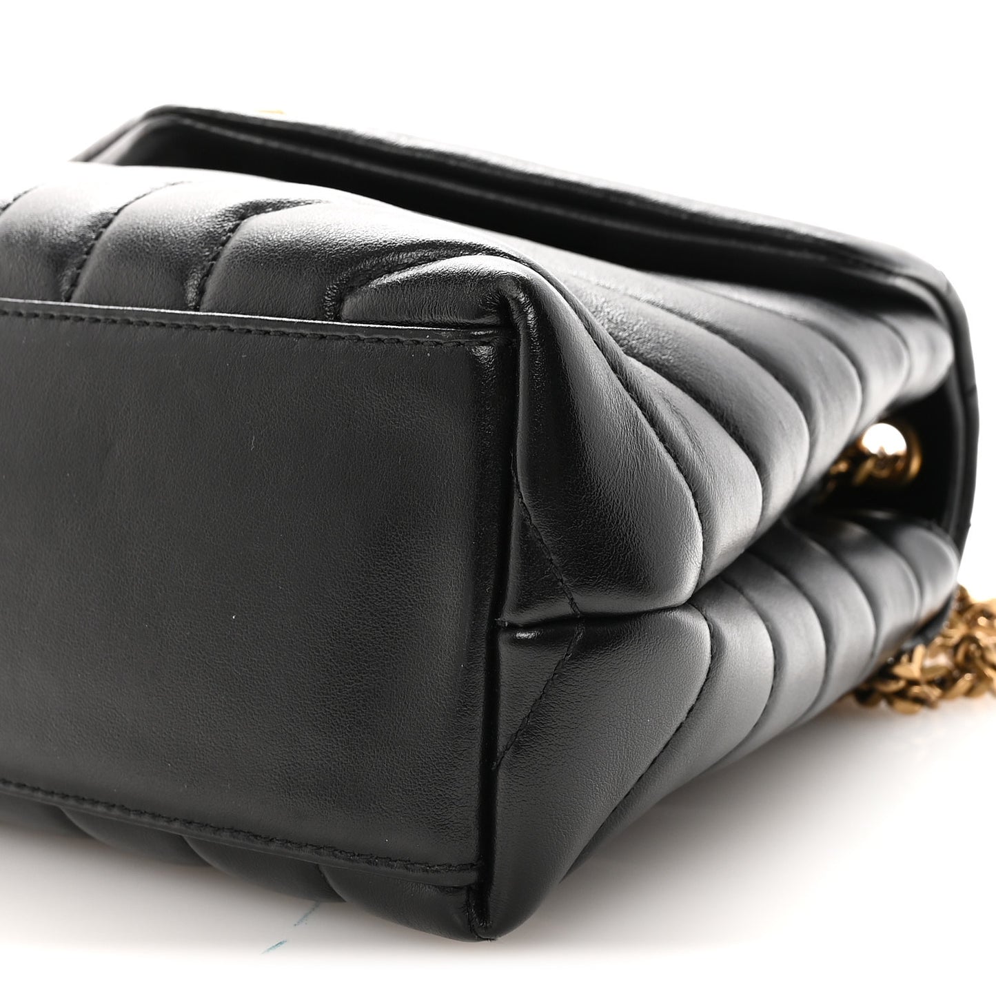 Calfskin Y Quilted Monogram Small Loulou Chain Satchel Black