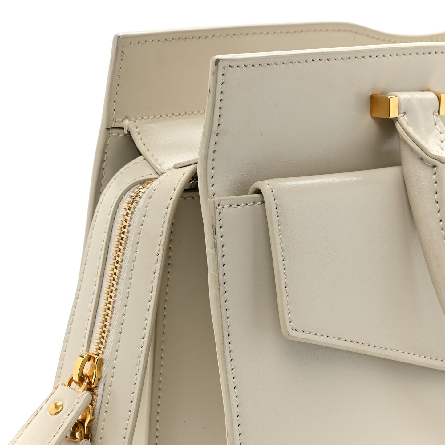Shiny Calfskin Medium Uptown Tote White