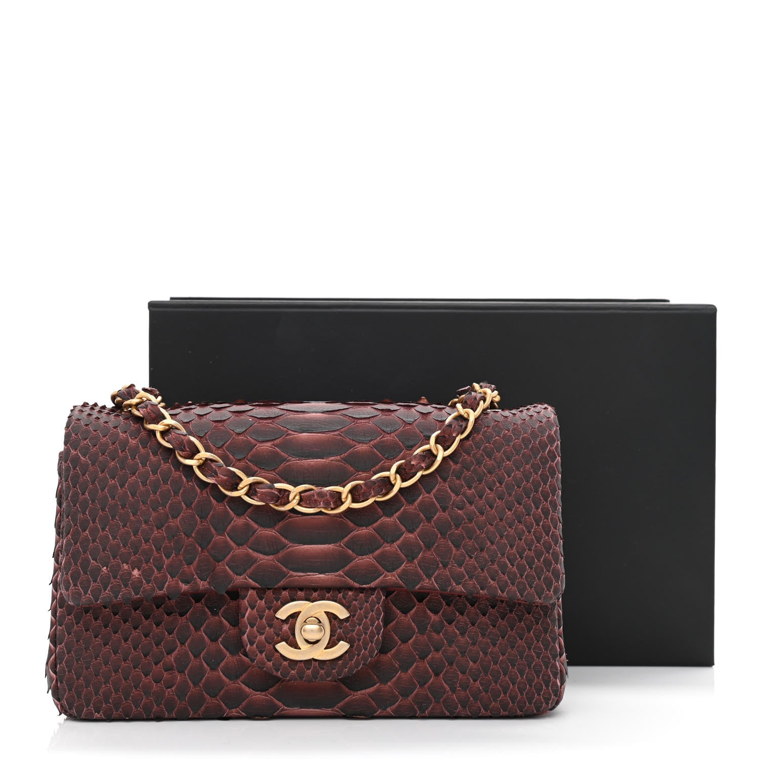Chanel Snakeskin Mini Rectangular Flap Burgundy 11 of 11