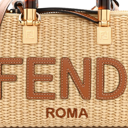 Fendi Paglia Chicco Riso Vitello King Plexiglass Logo Embroidered Mini By The Way Top Handle Boston Bag Alchemy Brandy 8 of 10