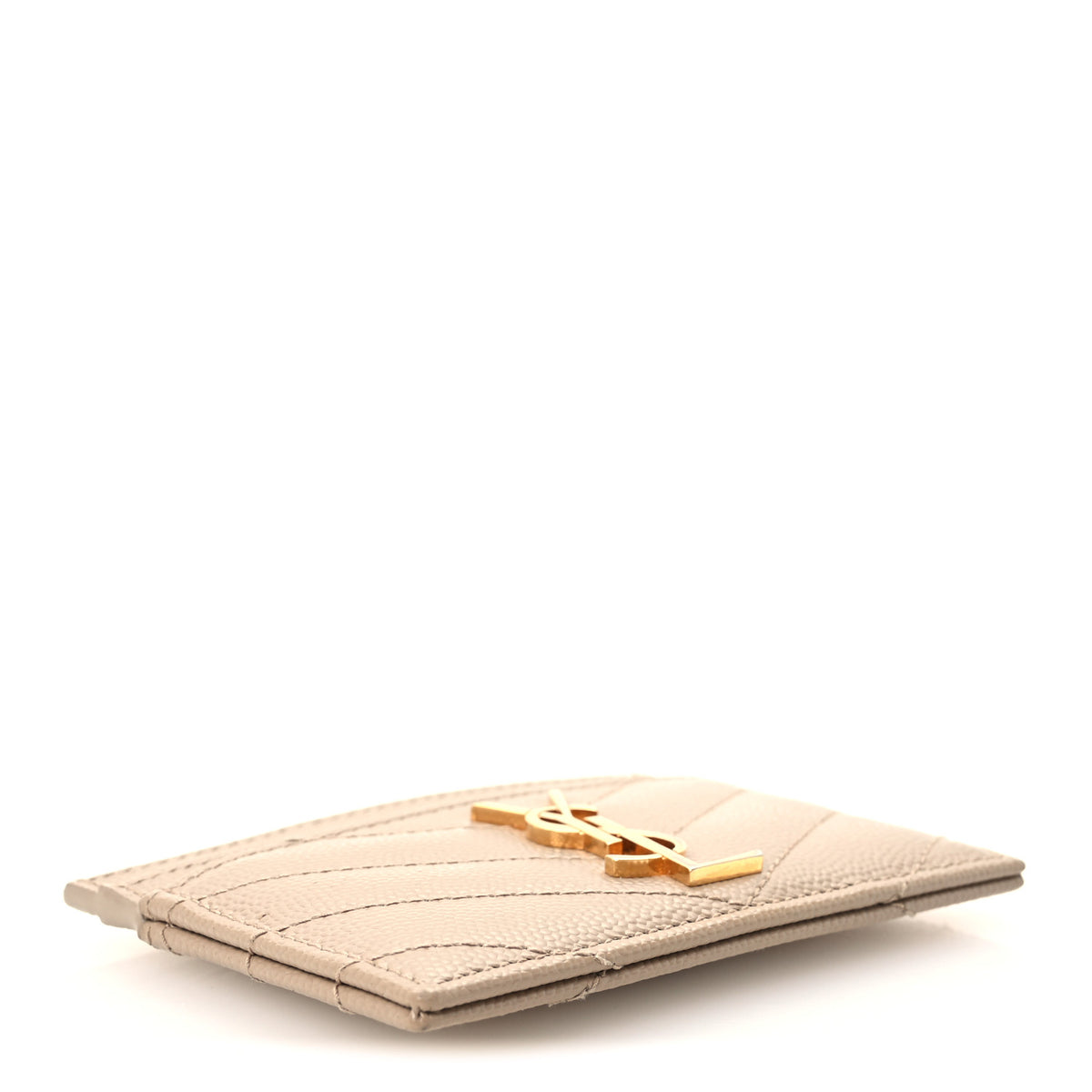 Grain De Poudre Matelasse Chevron Monogram Credit Card Case Dark Beige