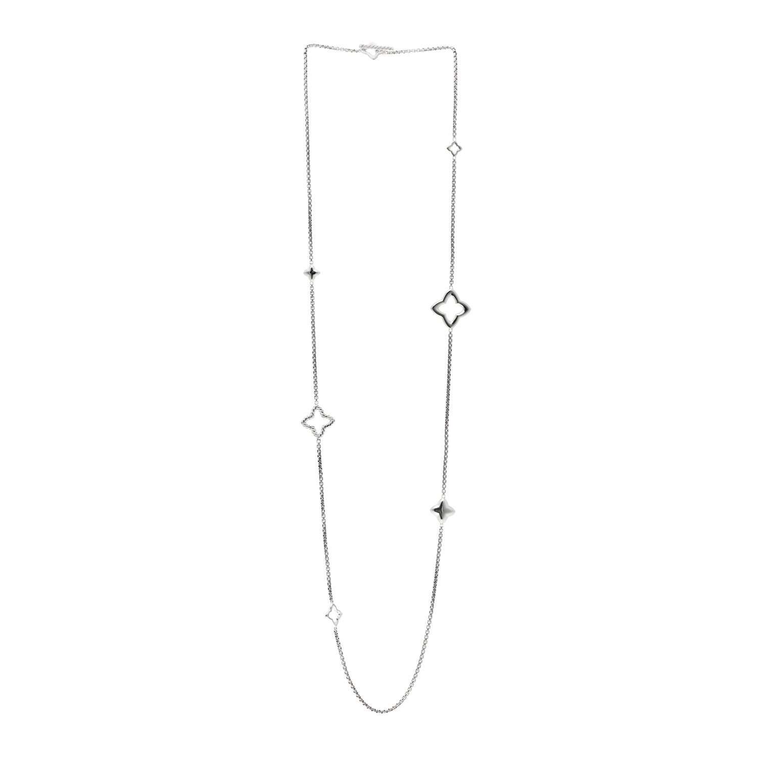 David Yurman Sterling Silver 25mm Quatrefoil Chain Necklace 3 of 4