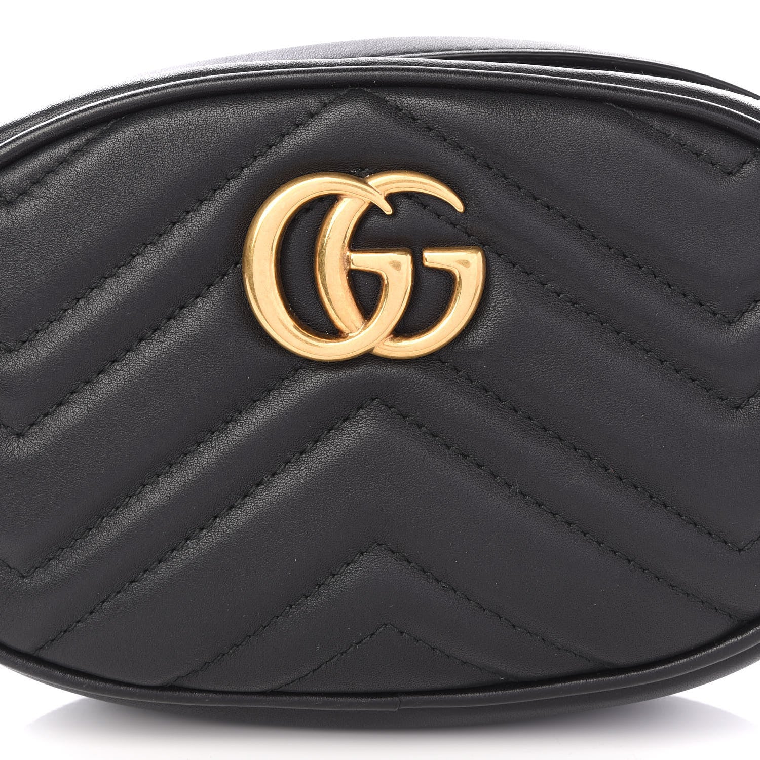 Gucci Calfskin Matelasse GG Marmont Belt Bag 85 34 Black 9 of 9