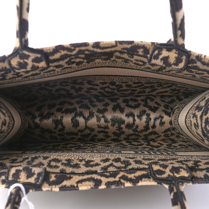 Christian Dior Canvas Mizza Embroidered Medium Leopard Book Tote Beige 4 of 4