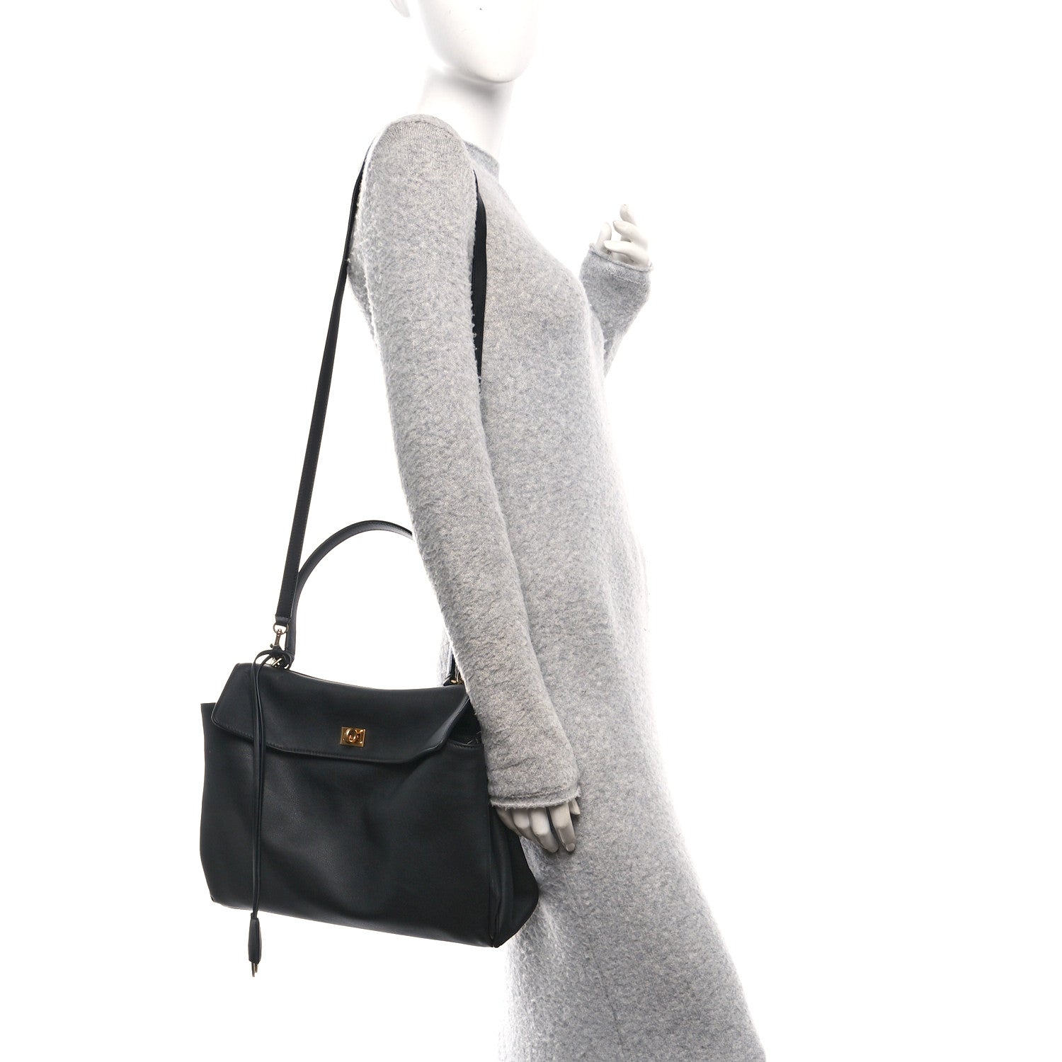 Balenciaga Natural Smooth Calfskin Medium Rodeo Top Handle Handbag Black 2 of 12
