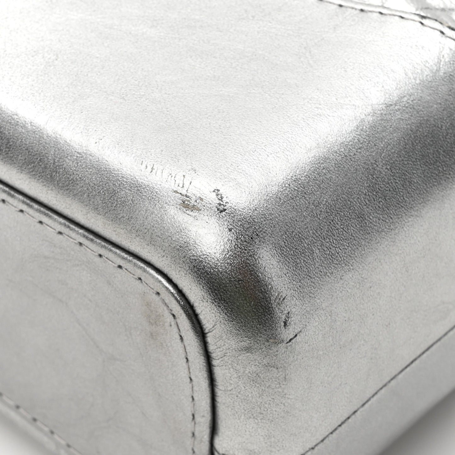 Metallic Aged Calfskin Quilted Medium Gabrielle Hobo Silver