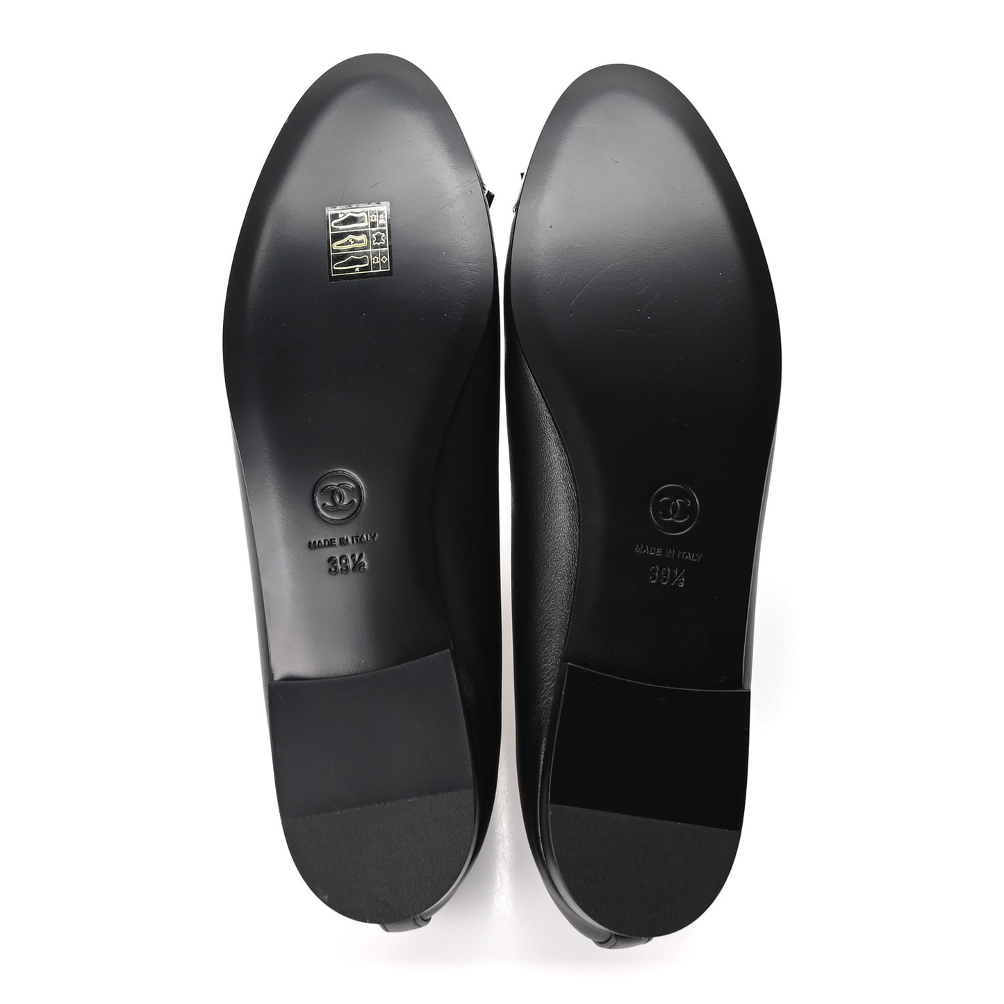 Lambskin Patent Cap Toe Ballerina Flats 39.5 Black