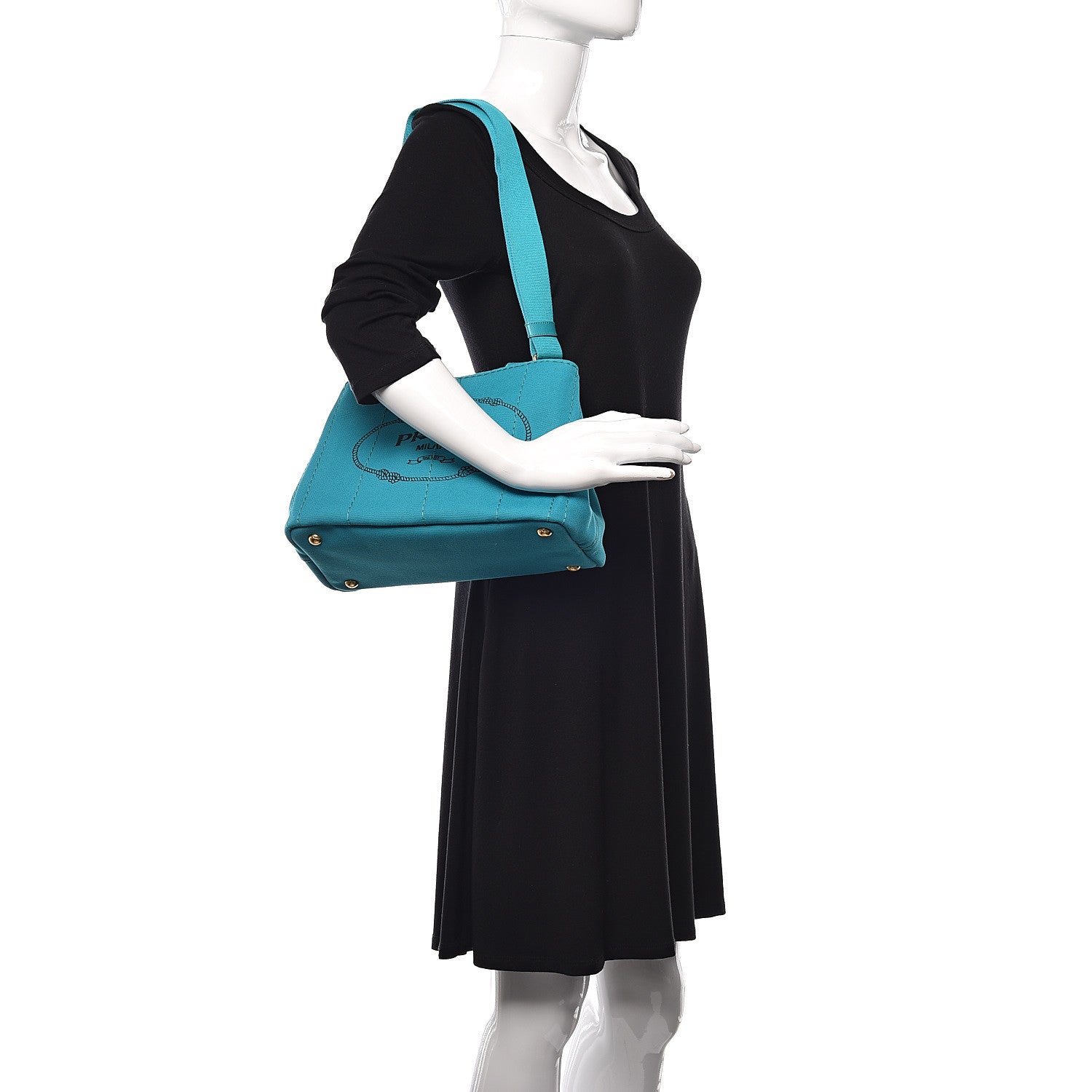 Prada Canapa Small Logo Tote Pavone 2 of 10